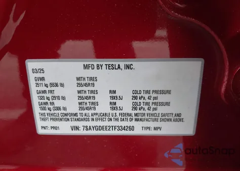 2026 Tesla Model Y Long Range Dual Motor All-Wheel Drive/Long Range Launch Series from USA, damaged, VIN 7SAYGDEE2TF334260